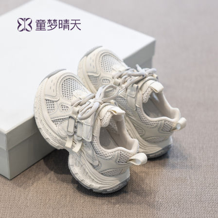 女童运动鞋2026新款夏儿童单网鞋子透气大童老爹鞋青少年软底白鞋