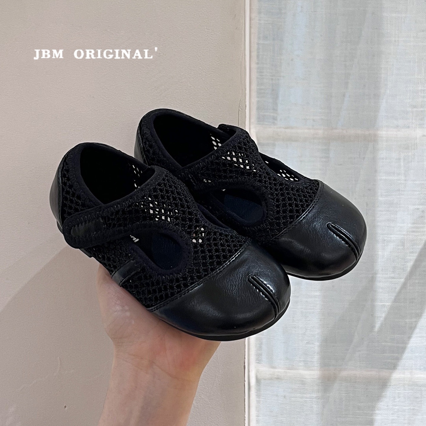 JBM 春季儿童网面假分趾鞋单鞋日系软底女童平底镂空玛丽珍芭蕾鞋主图