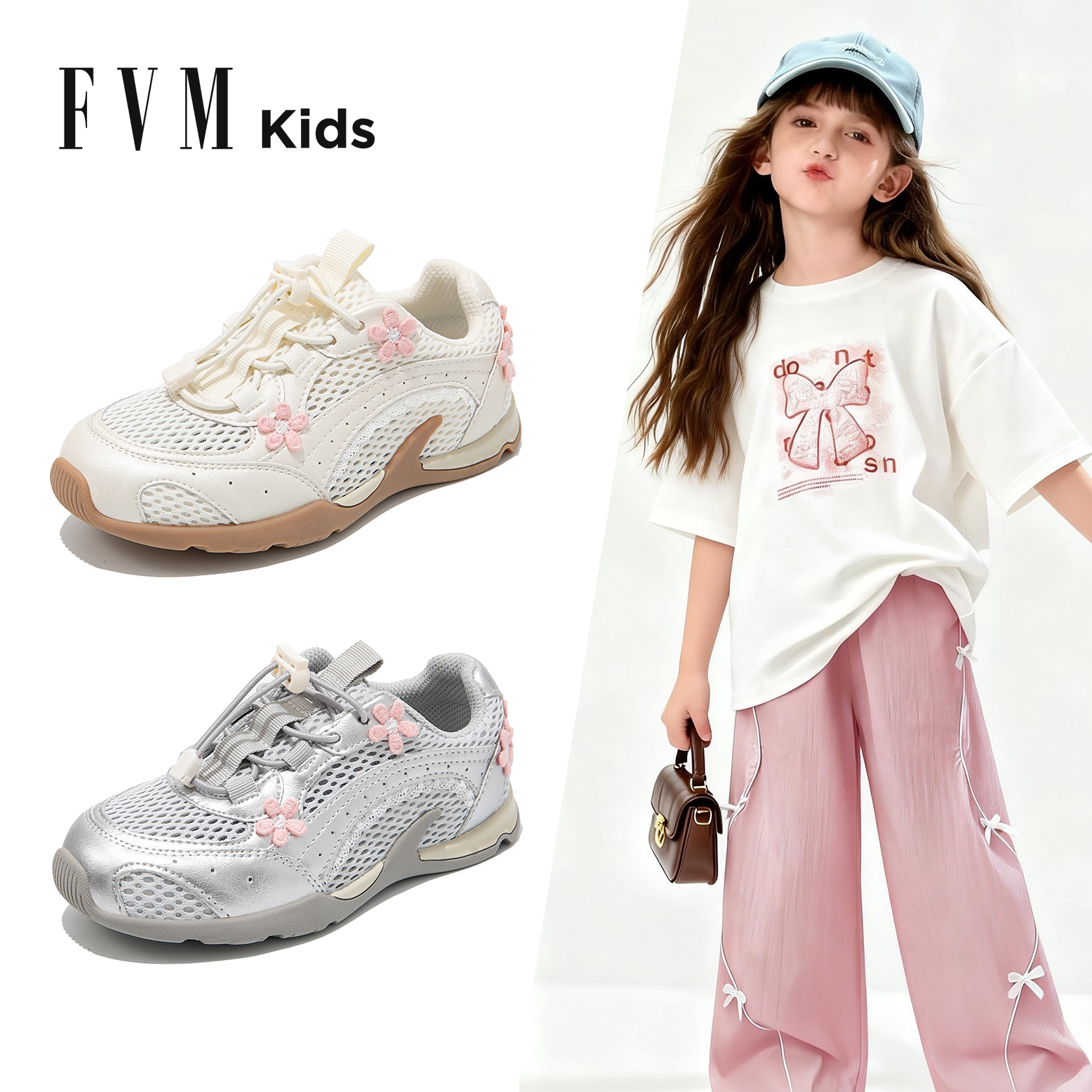 女童鞋子儿童德训运动板鞋2026新款春季春夏中大童网面透气巨好看主图