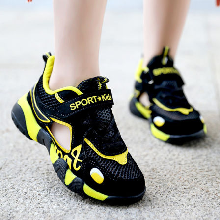 阿童木男童鞋子运动凉鞋2025新款夏季软底儿童镂空透气单网鞋大童