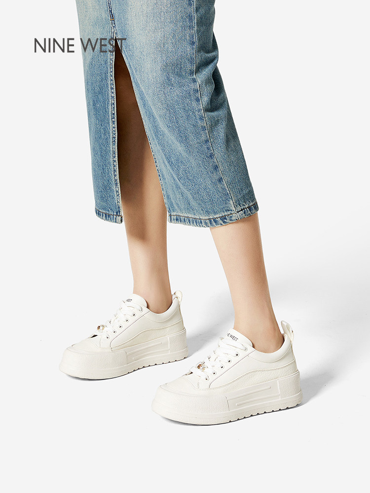 Nine West/玖熙小白鞋女2026年春季新款增高运动休闲鞋真皮运动鞋主图