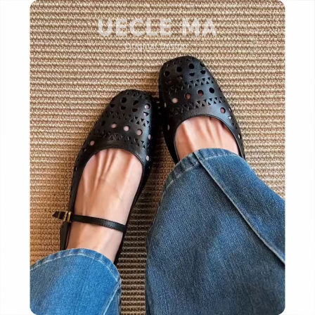 真皮~法式包头凉鞋女粗跟镂空洞洞鞋复古浅口镂空透气玛丽珍单鞋