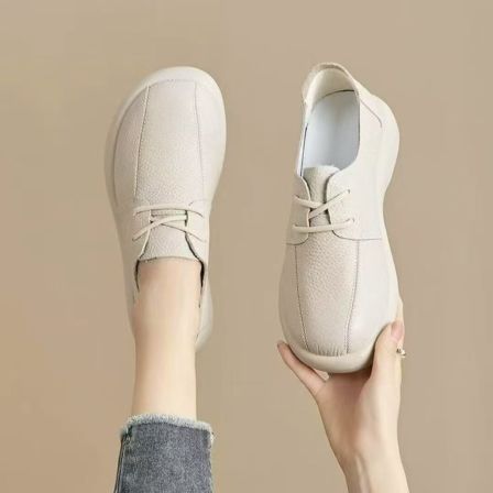 头层牛皮2026春秋新款单鞋女平底防滑舒适休闲百搭女鞋