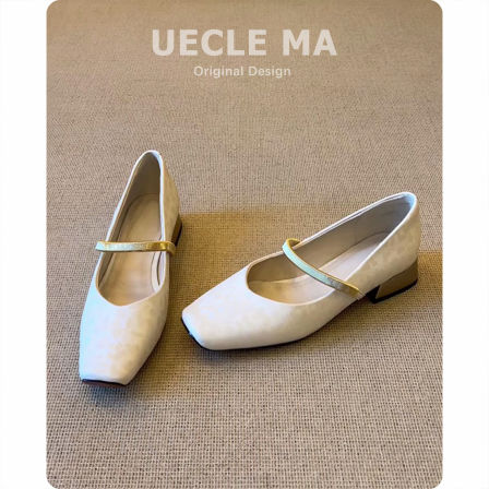 超软羊皮~法式单鞋女方头气质绝美芭蕾晚晚鞋配裙子复古玛丽珍鞋