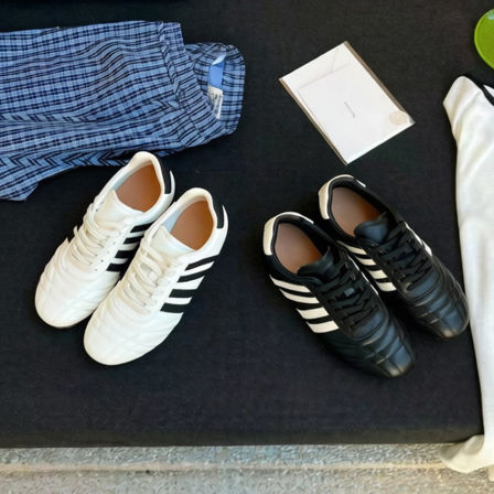 羊皮版~圆头系带德训鞋复古阿甘鞋女平底鞋百搭休闲运动鞋拳击鞋