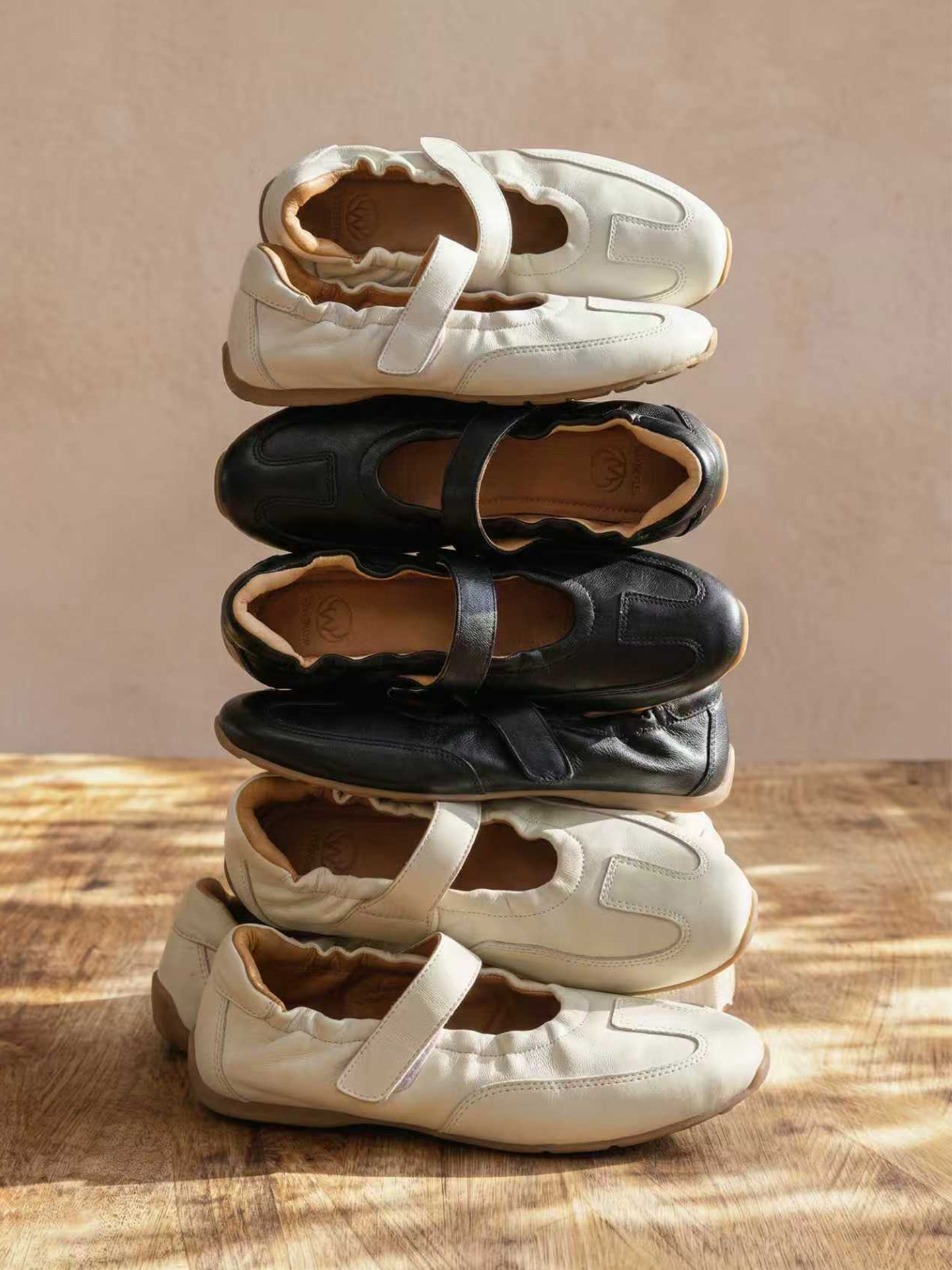 风家窄众运动芭蕾3CM复古玛丽珍2色德训休闲魔术贴平底单鞋WX0368主图