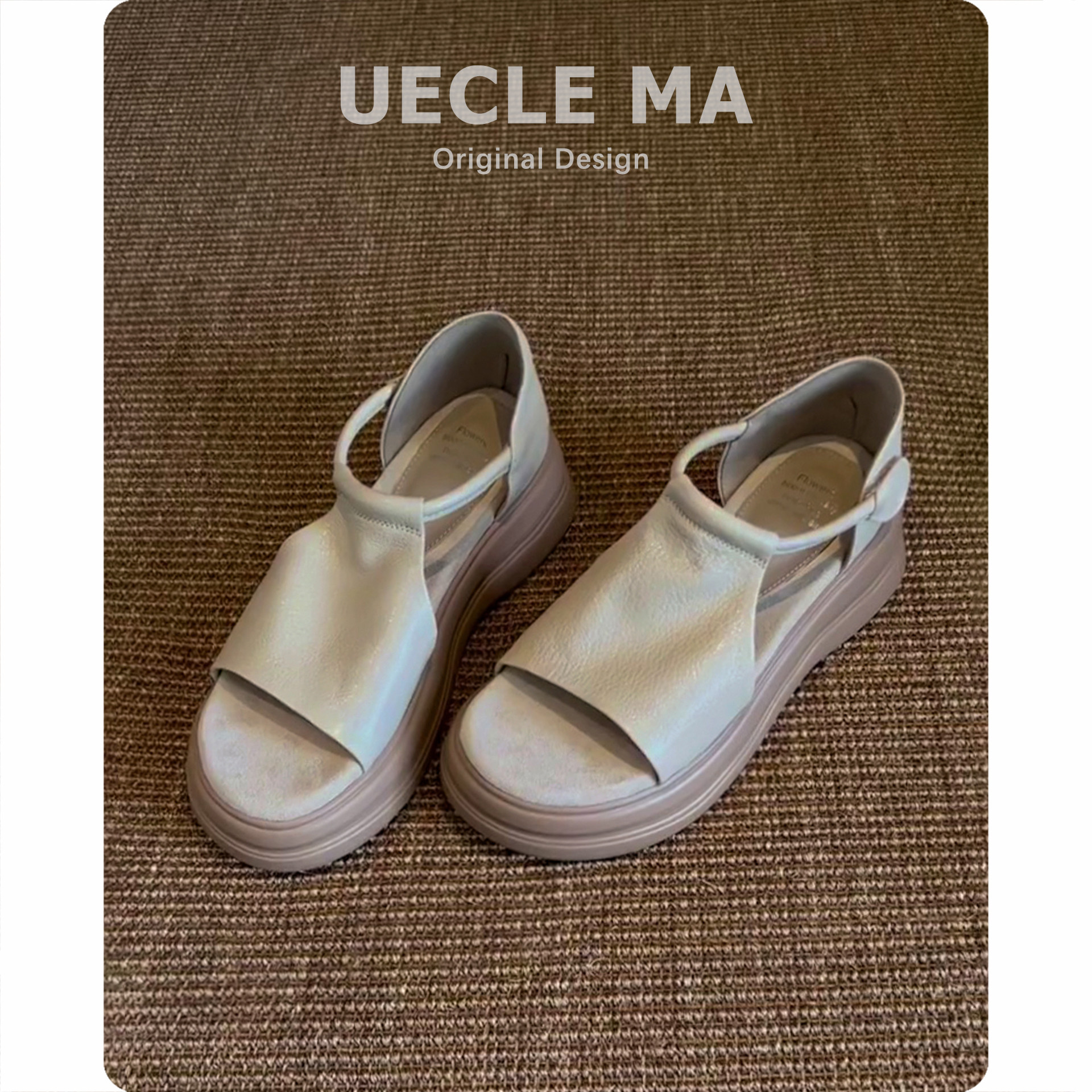 真皮~厚底凉鞋女2026夏季新款高级感配裙子绝美不累脚沙滩罗马鞋主图