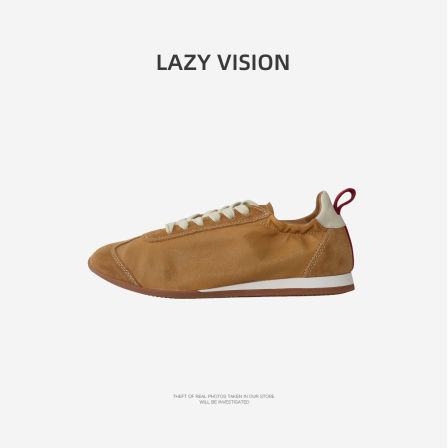 LAZYVISION进口胎小牛复古德训鞋女CHAO软羊皮内里休闲单鞋36015