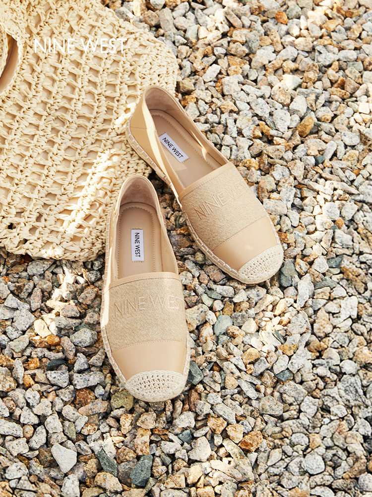 Nine West/玖熙法式复古风编织渔夫鞋女平底一脚蹬懒人休闲乐福鞋主图