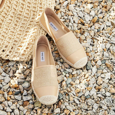 Nine West/玖熙法式复古风编织渔夫鞋女平底一脚蹬懒人休闲乐福鞋