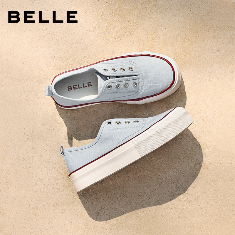 百丽女鞋航海家帆布鞋女2026春新舒适百搭休闲板鞋主图