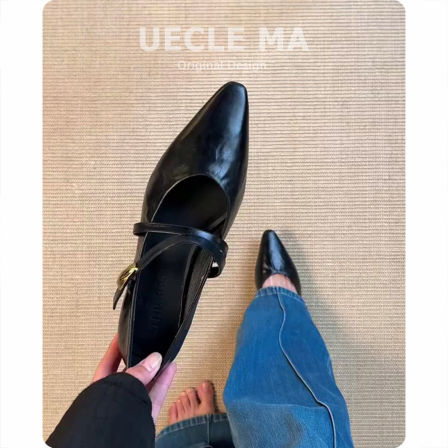 羊皮版~法式平底单鞋女2026新款尖头软底芭蕾晚晚鞋通勤玛丽珍鞋