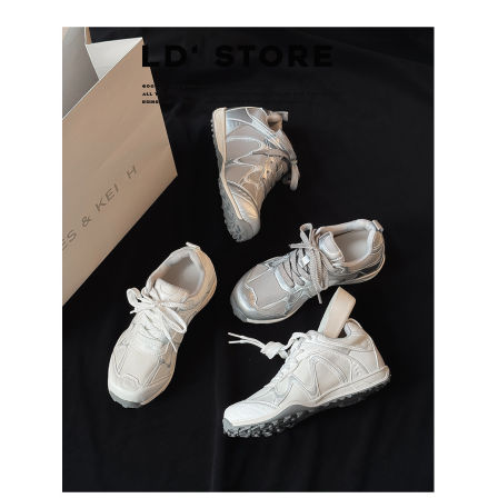 6cm内增高~真皮厚底系带休闲运动鞋女夏网面透气登山鞋德训阿甘鞋