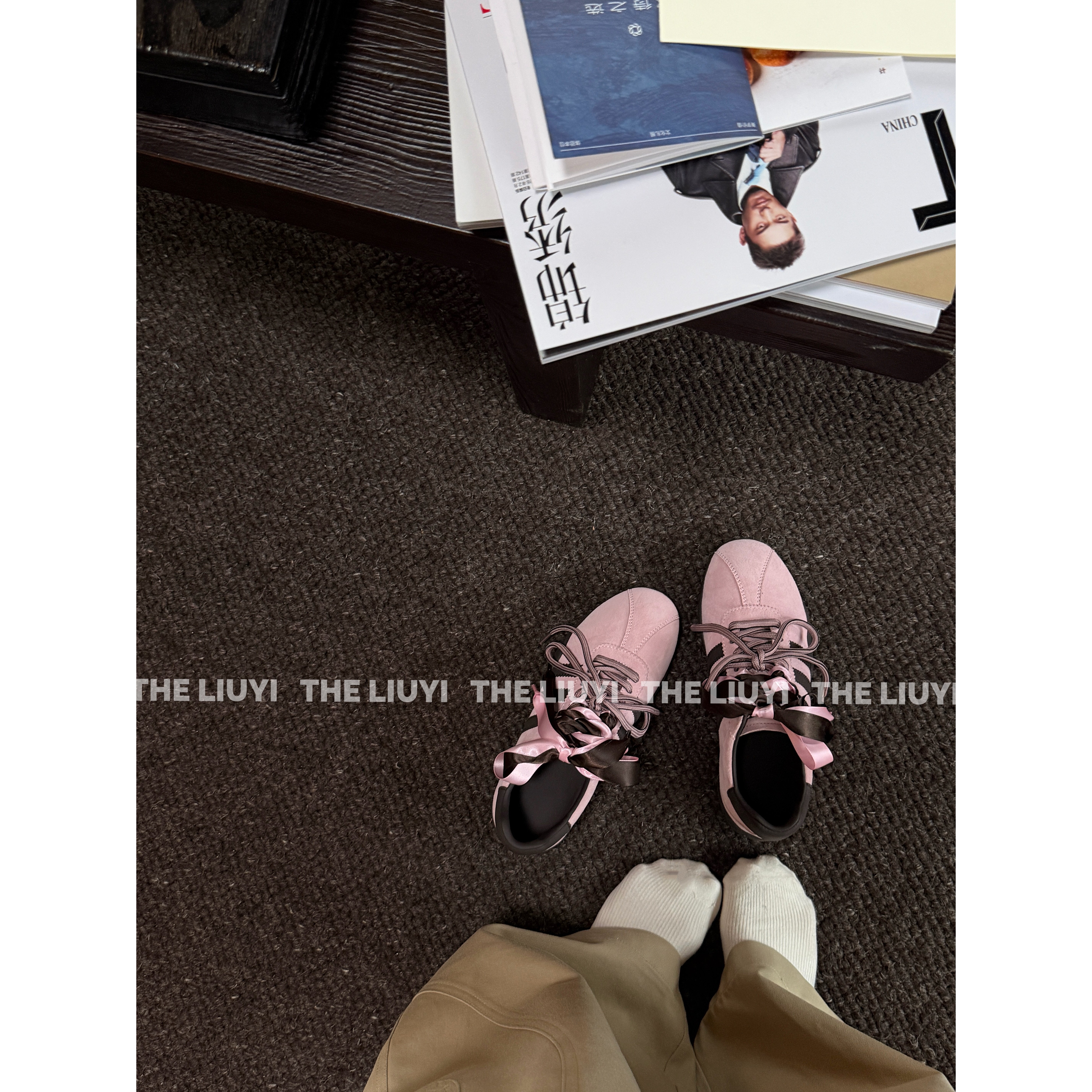 【LIUYI】春夏新款设计感粉色德训运动鞋3055主图