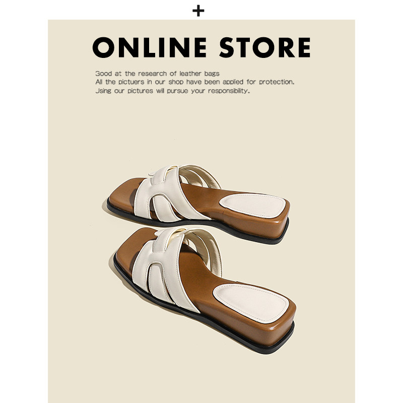 羊皮版~法式厚底拖鞋女夏外穿2026新款百搭海边沙滩鞋女士凉拖鞋主图