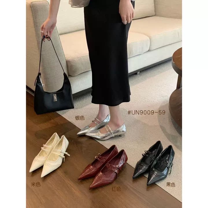 3.29小榴莲【跑单限购】跟高4cm复古高级尖头单鞋9009-59 H809主图