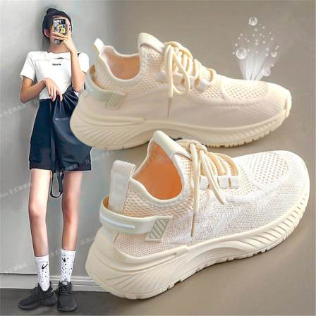 夏季网鞋女透气薄款网面椰子运动鞋大童初中生跑步鞋轻便减震软底