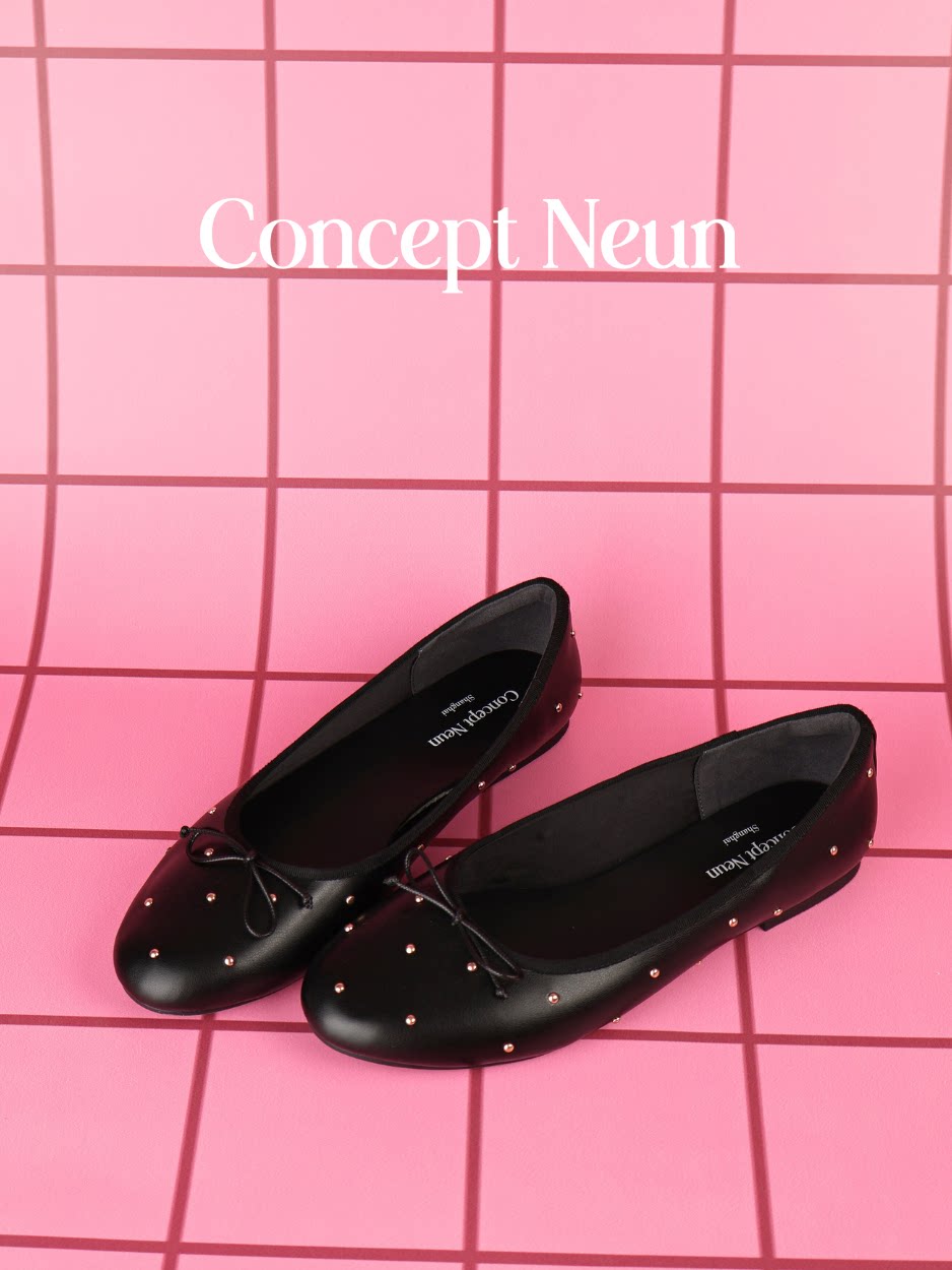 Concept Neun新品黑棕芭蕾鞋女Every Girl's柔软平底蝴蝶结主图