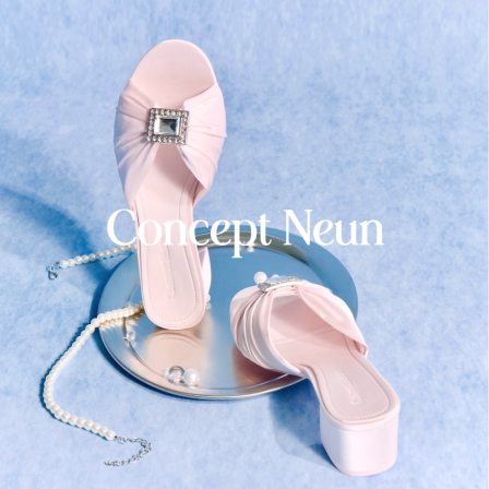 Concept Neun Rococo系列梦幻婚礼方钻绸缎粗跟圆头凉鞋女原创