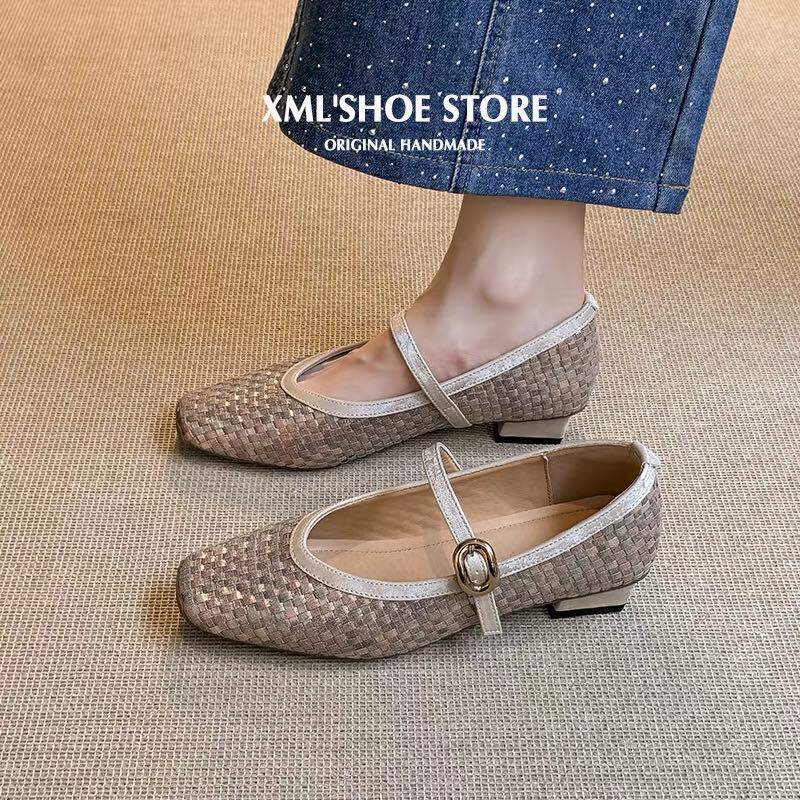 4.1小榴莲【跑单限购】跟3cm时尚洋气编织复古凉鞋2025-3 H809主图