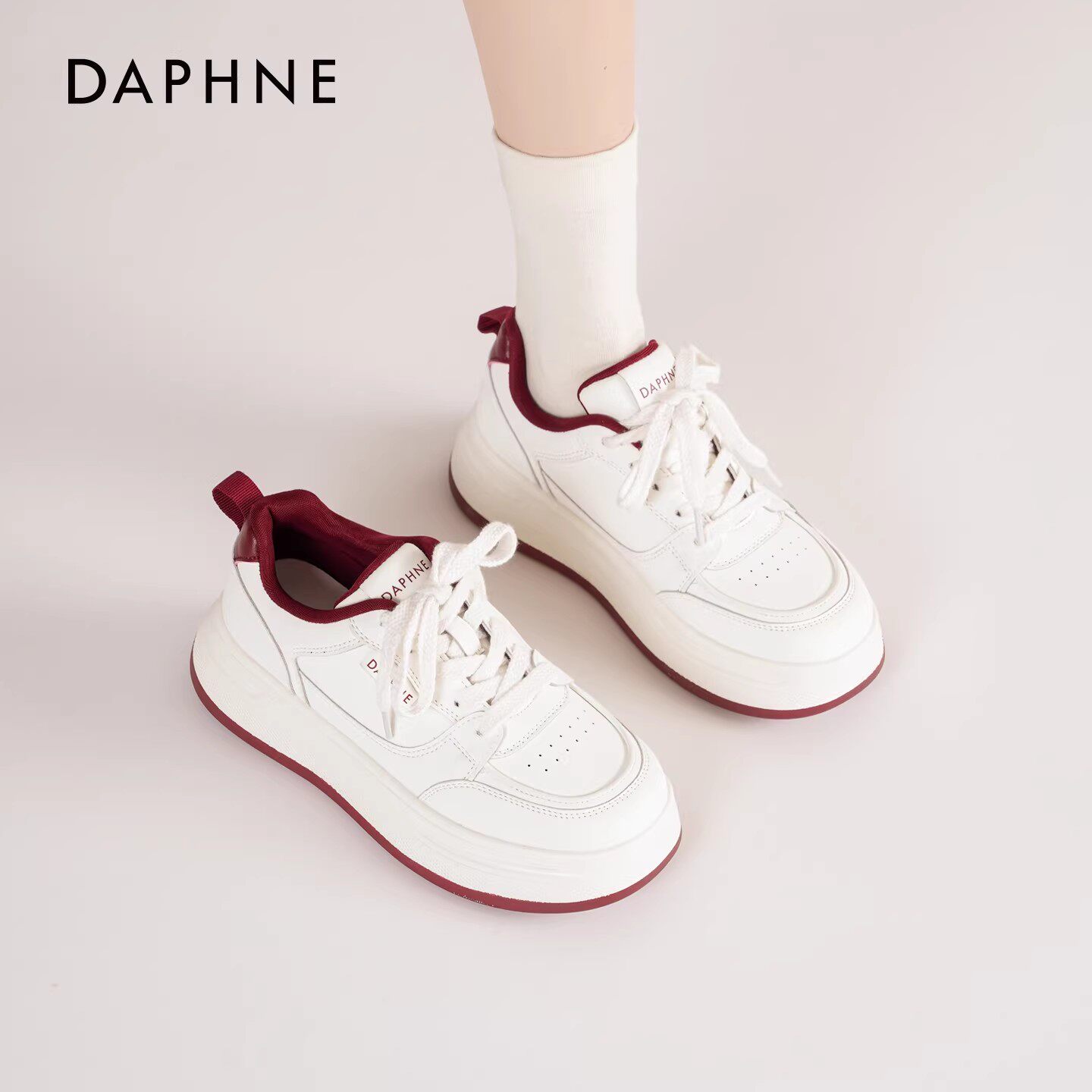 达芙妮厚底小白鞋女2026新款春季爆款增高女鞋百搭休闲运动鞋子主图