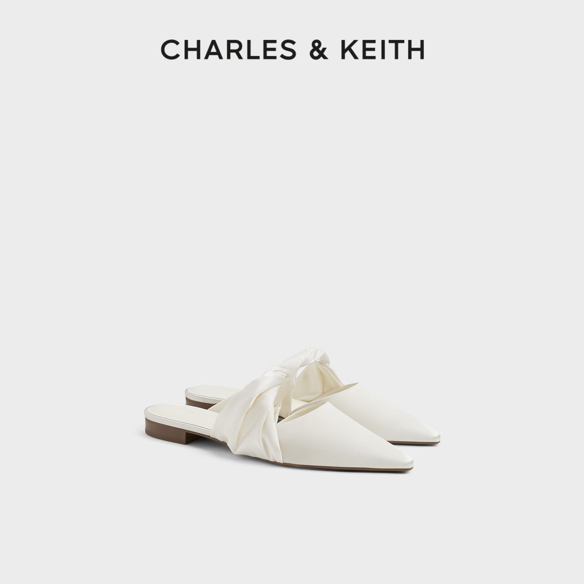 CHARLES&KEITH26夏季新款CK1-70381219缎面尖头平底穆勒鞋凉拖鞋主图