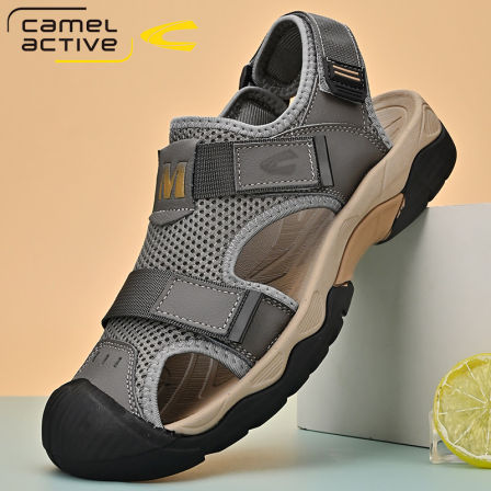 德国骆驼动感凉鞋男夏季透气包头沙滩鞋防滑软底户外网面洞洞鞋子