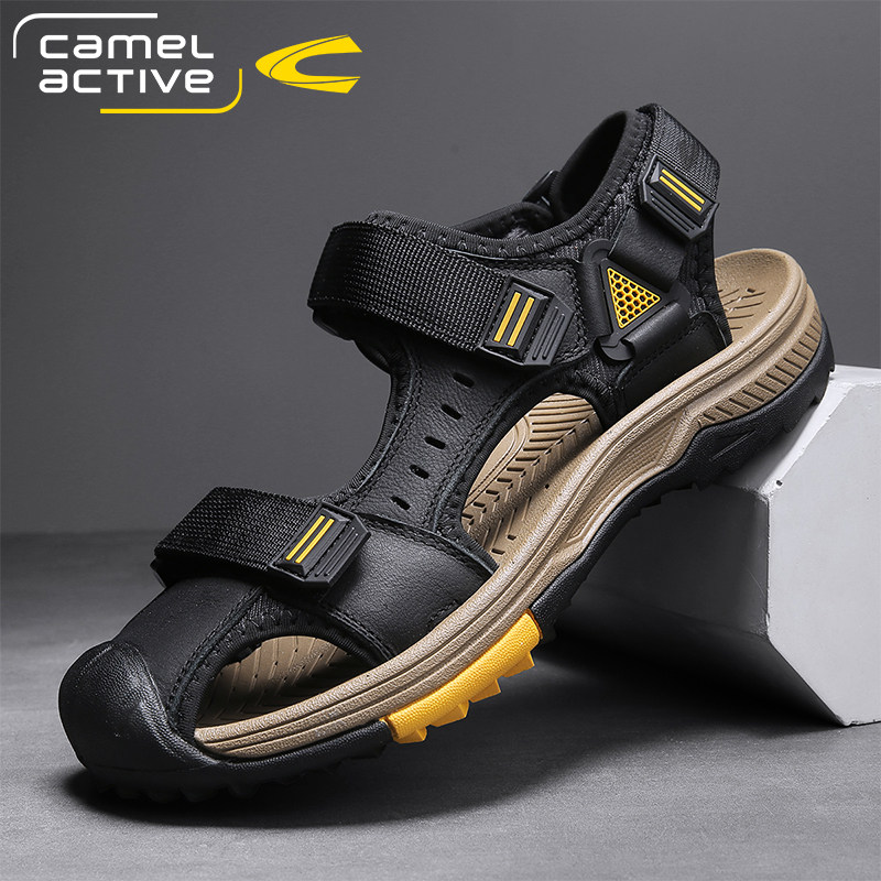 德国骆驼动感凉鞋男夏季百搭透气包头沙滩鞋男防滑真皮休闲洞洞鞋主图