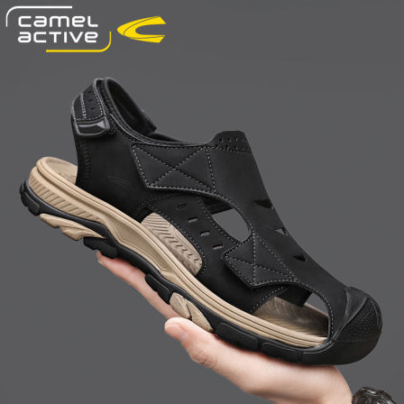 德国骆驼动感凉鞋男夏季透气包头沙滩鞋男防滑软底户外镂空洞洞鞋