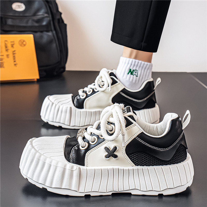 男鞋夏季新款小众潮牌高级感百搭休闲板鞋学生厚底运动休闲小白鞋主图