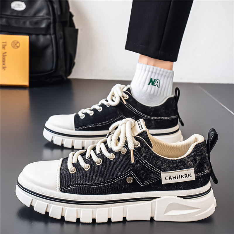 帆布鞋男2026新款夏季透气厚底增高板鞋青少年学生百搭运动休闲鞋主图