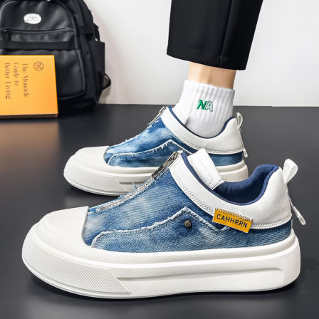 帆布男鞋2026新款夏季透气百搭休闲板鞋一脚蹬运动休闲牛仔布潮鞋