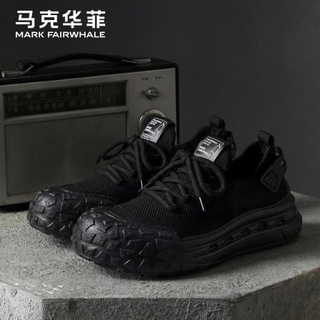 马克华菲夏季男鞋2026新款透气网面鞋休闲板鞋男款黑色男士休闲鞋