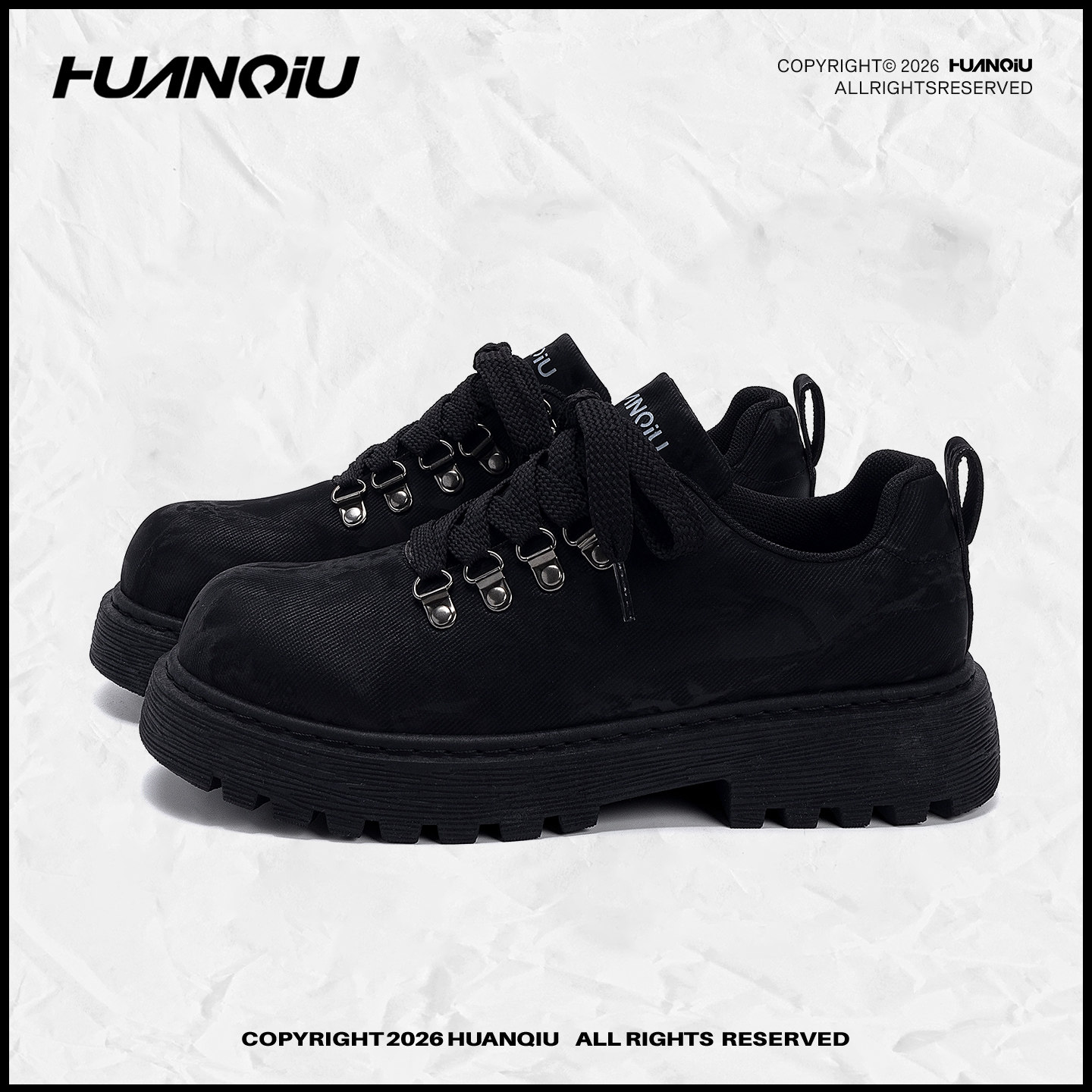 环球厚底德比鞋男鞋春季2026新款爆款休闲百搭黑色皮鞋男士马丁靴主图