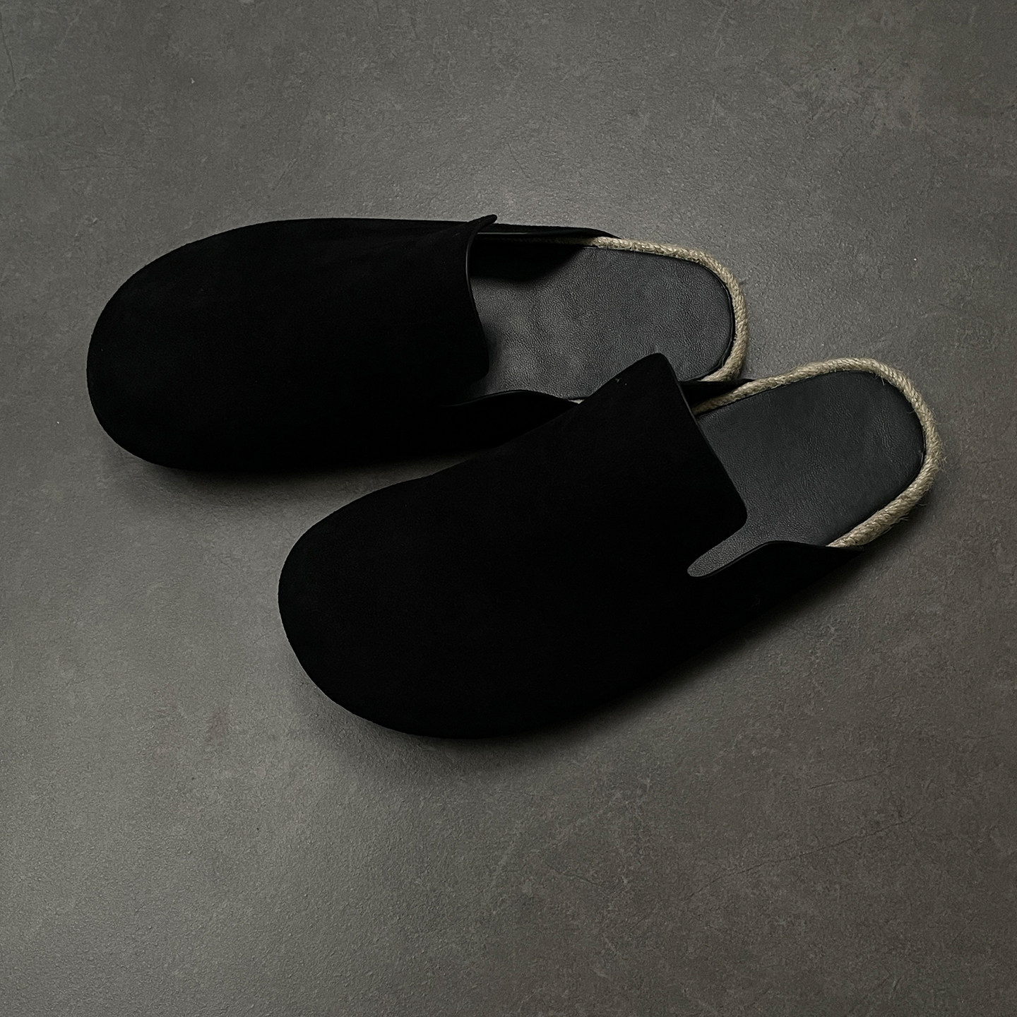 轻奢懒人鞋翻毛绒面亚麻编织一脚蹬极简勃肯穆勒情侣男外穿半拖鞋主图