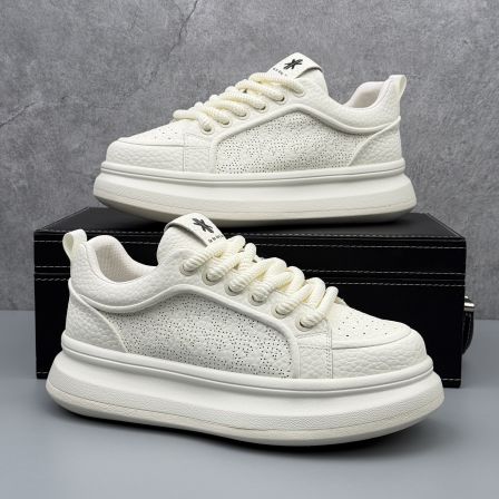 高级感小白鞋男2026新款夏季透气白色板鞋厚底增高简约休闲运动鞋