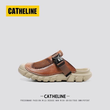 [高端品质]美国CAT.HELINE拖鞋男士夏季新款外穿防滑透气包头凉拖