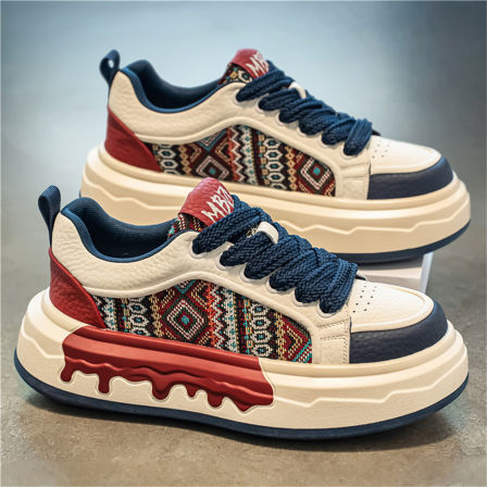 男鞋2026新款夏季休闲小众设计厚底板鞋男士百搭增高防滑运动潮鞋