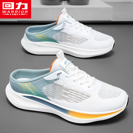 回力一脚蹬男鞋夏季透气网面防臭运动懒人半拖鞋轻便防臭飞织网鞋