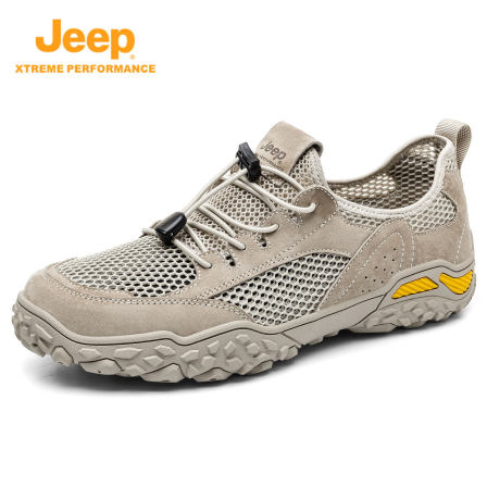 jeep吉普男鞋夏季透气网鞋薄款镂空网面防臭运动鞋免系带休闲鞋子