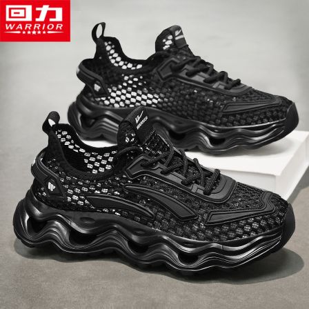 回力男鞋夏季透气网面休闲运动轻便跑步软底黑色防臭镂空薄款网鞋