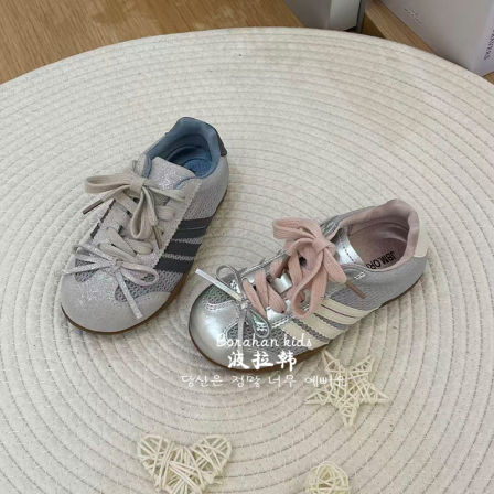 JBM女童甜美风德训鞋2026春夏小女孩公主运动鞋儿童蝴蝶鞋休闲鞋