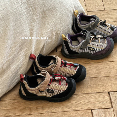 JBM户外运动鞋男女童魔术贴徒步登山鞋舒适耐磨大童单网面溯溪鞋