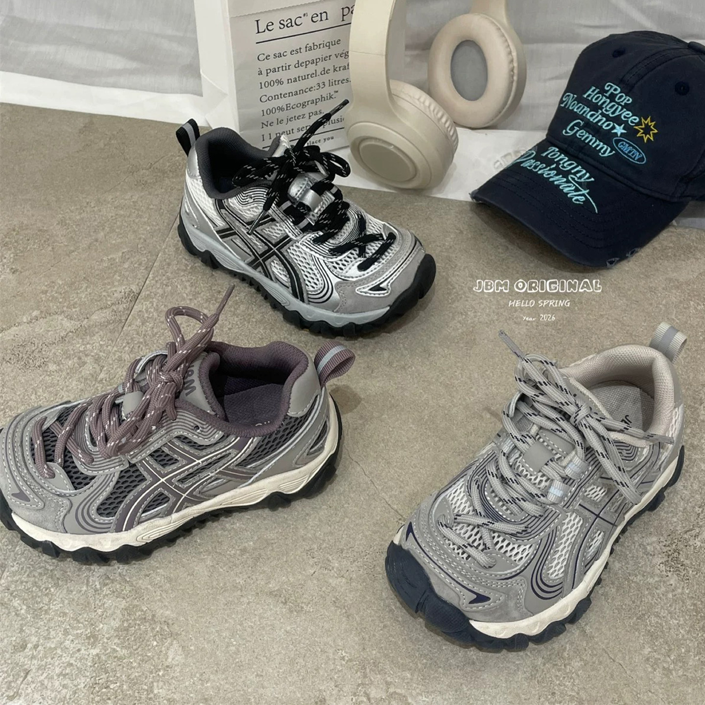 JBM 2026夏季新款儿童绑带透网老爹鞋中大童百搭舒适轻便休闲鞋主图