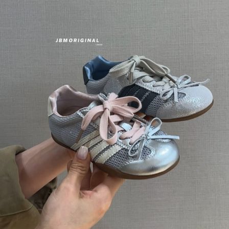JBM春夏单网德训鞋女童蝴蝶结运动鞋大童轻便魔术贴玛丽珍休闲鞋