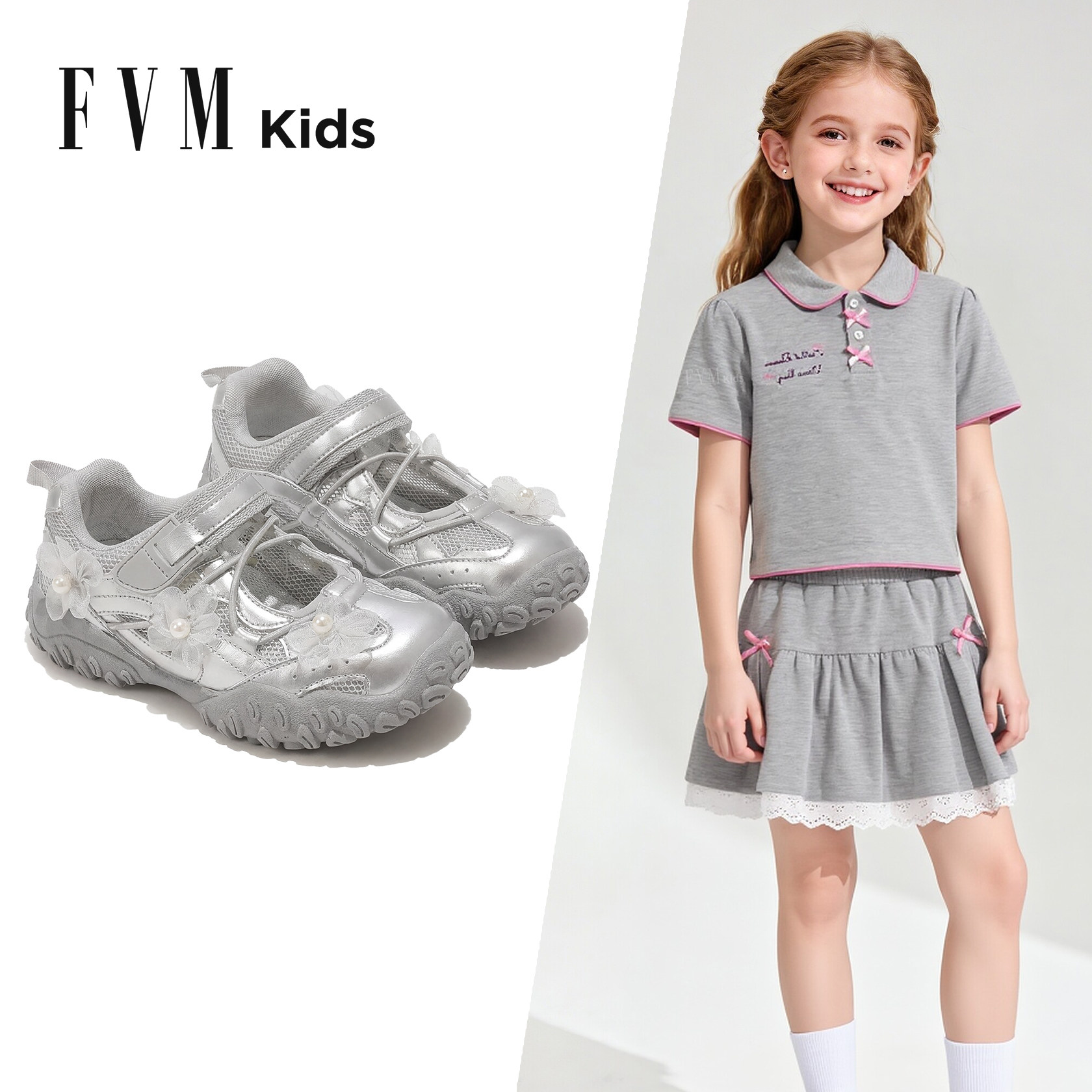 FVM女童鞋子儿童德训运动凉鞋2026新款夏季夏款软底大童女孩透气主图
