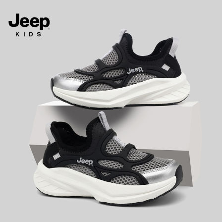 jeep男童运动鞋2026夏季新款网面透气鞋子儿童跑步鞋一脚蹬休闲鞋
