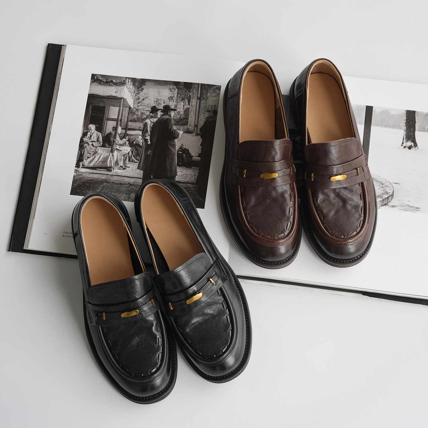 然而的事 轻便舒适 植糅牛皮 乐福鞋 女皮鞋主图