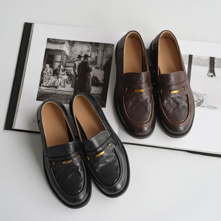 然而的事 轻便舒适 植糅牛皮 乐福鞋 女皮鞋