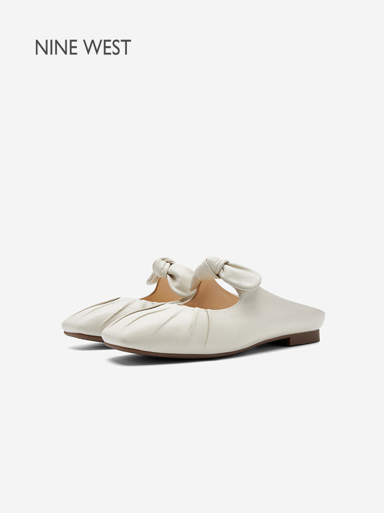 Nine West/玖熙蝴蝶结包头穆勒鞋女外穿平底百搭休闲拖鞋一脚蹬主图
